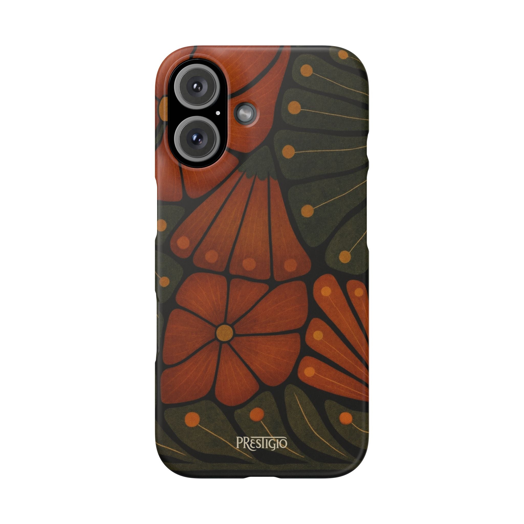 Floral Retro — Orange & Olive Vintage Bloom Snap Case