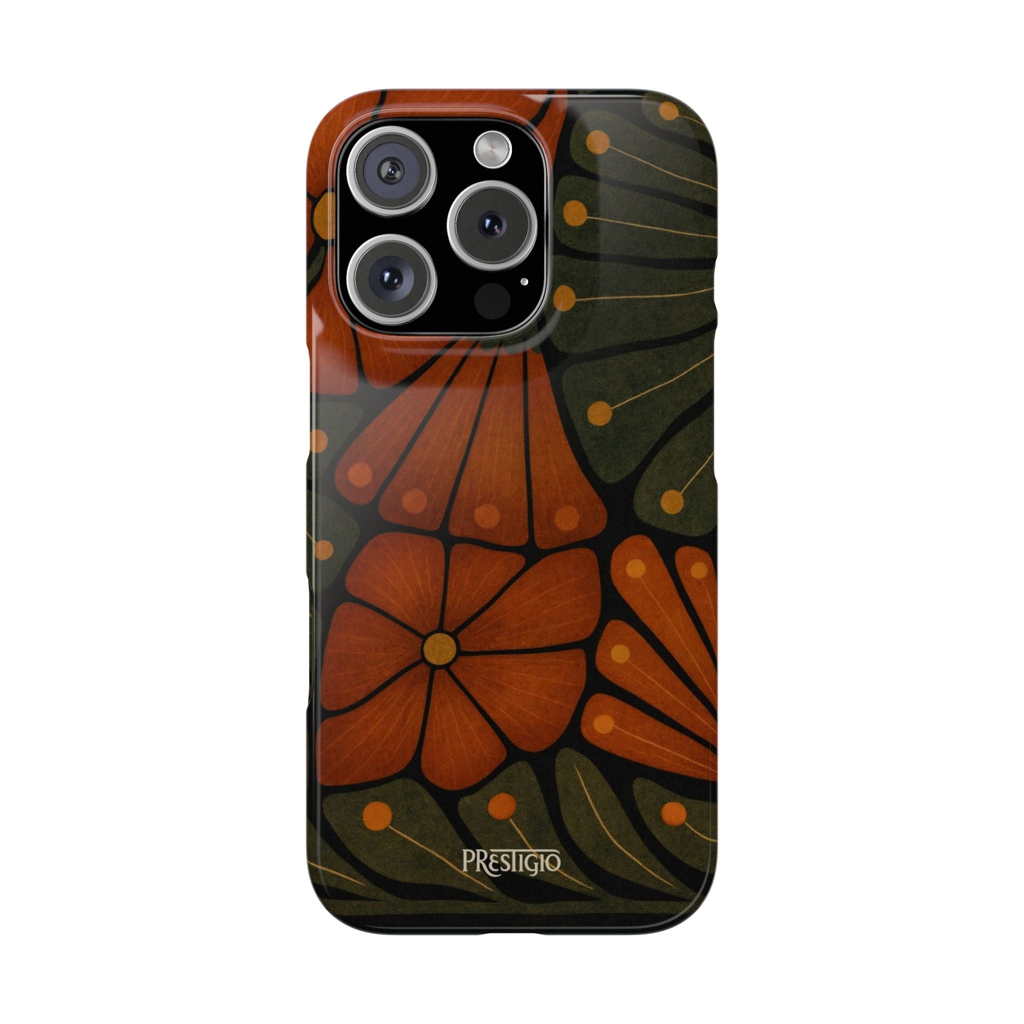 Floral Retro — Orange & Olive Vintage Bloom Snap Case