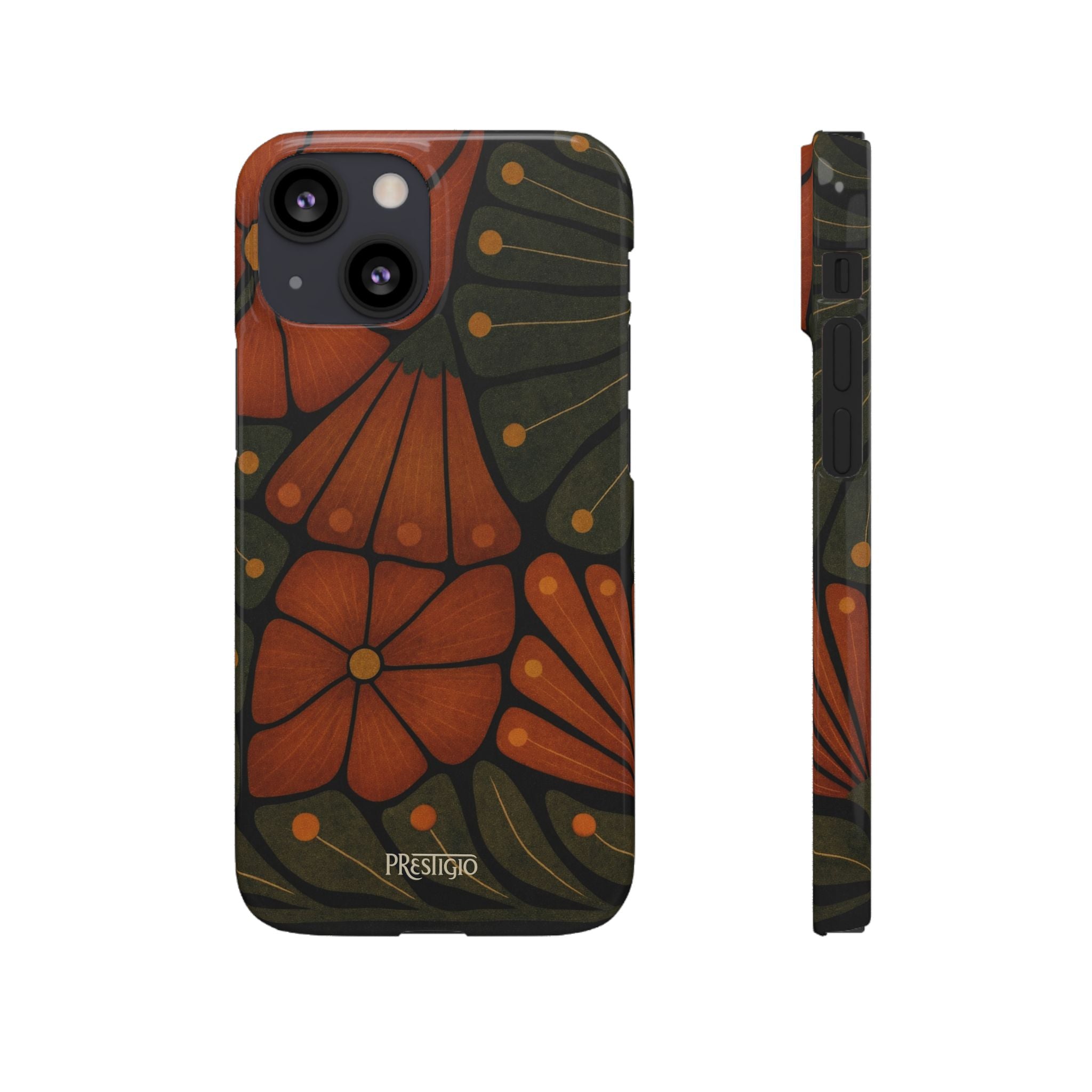 Floral Retro — Orange & Olive Vintage Bloom Snap Case