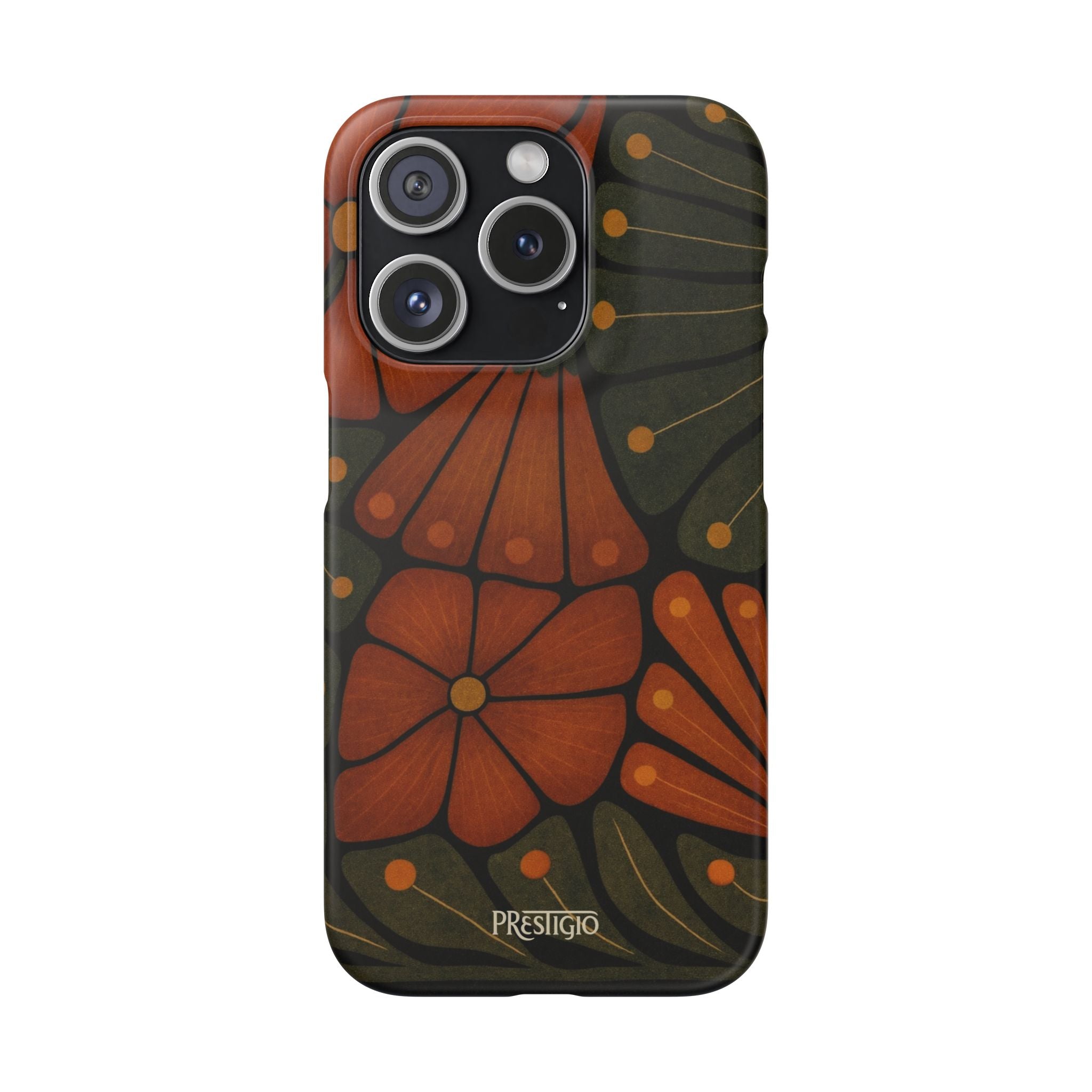 Floral Retro — Orange & Olive Vintage Bloom Snap Case