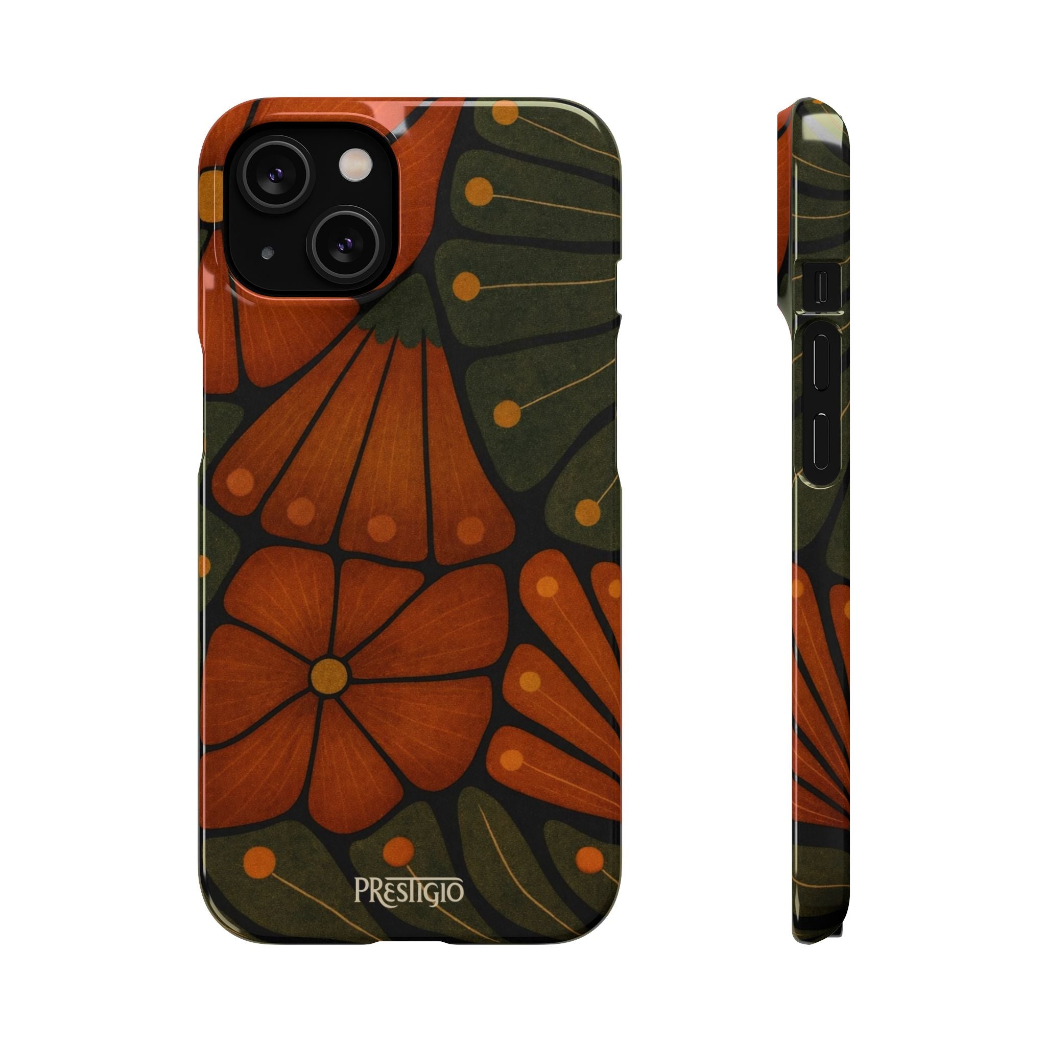 Floral Retro — Orange & Olive Vintage Bloom Snap Case