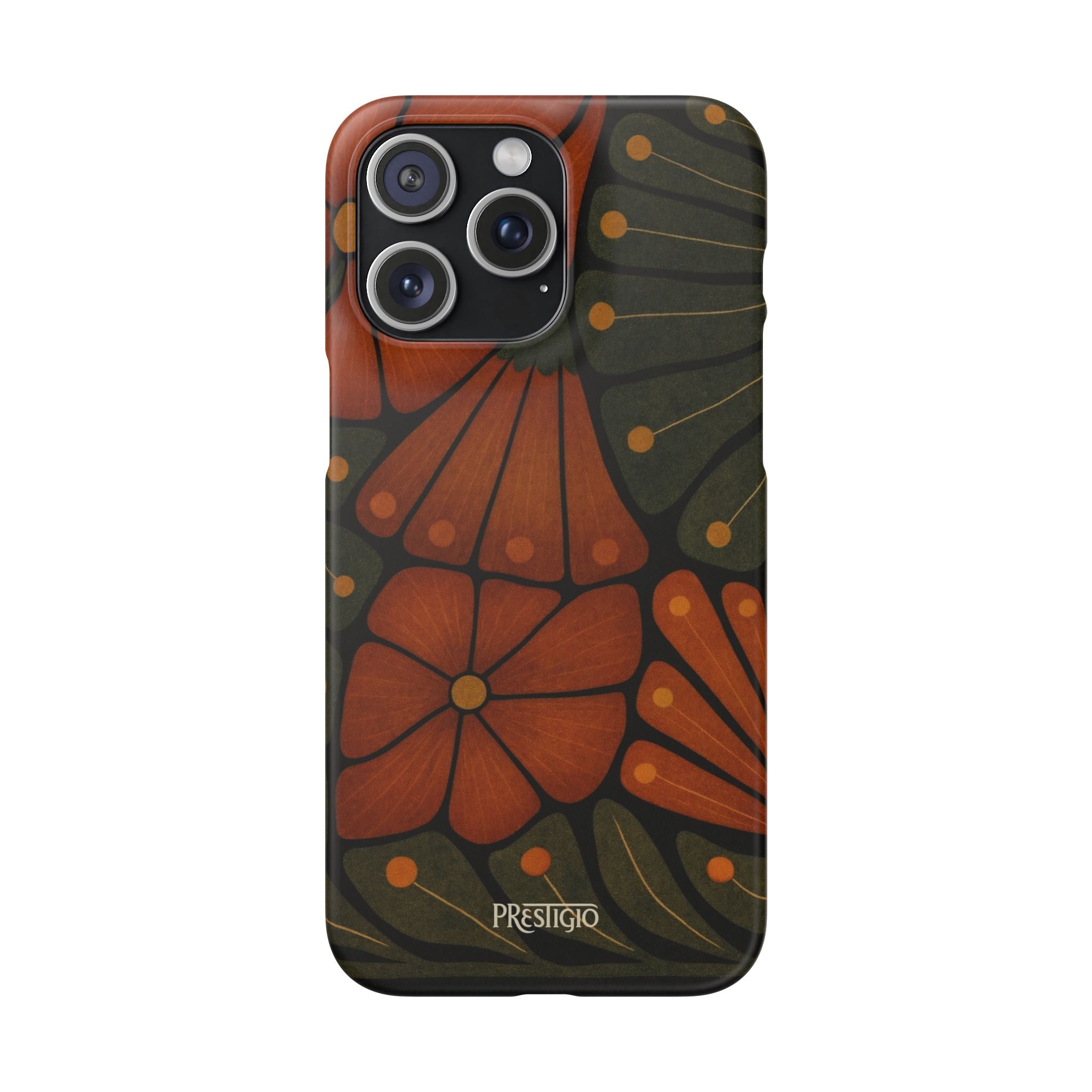 Floral Retro — Orange & Olive Vintage Bloom Snap Case