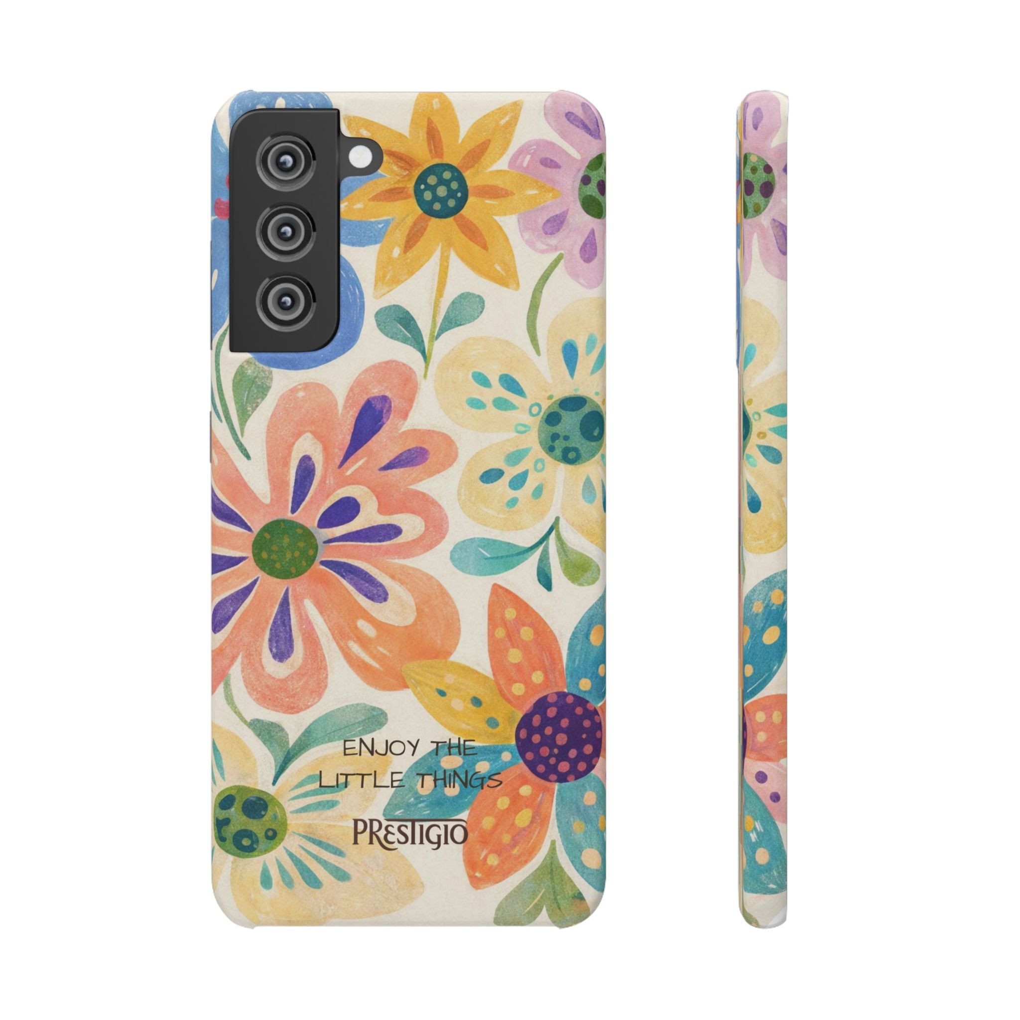 Floral Snap Case — "Enjoy the Little Things" Colorful Watercolor Flowers