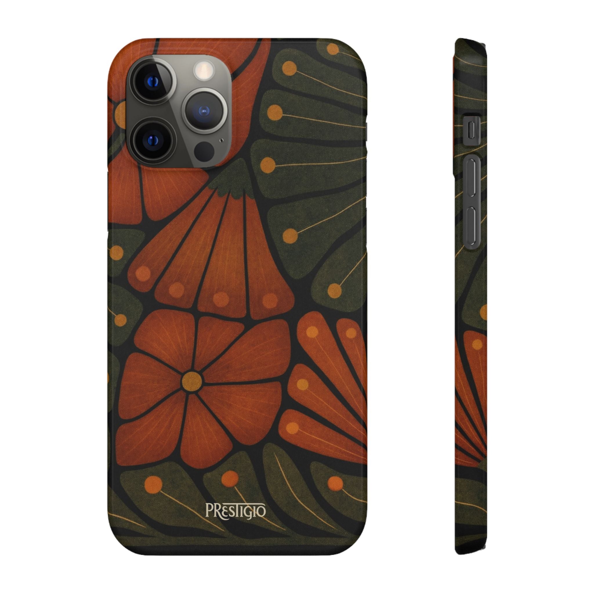 Floral Retro — Orange & Olive Vintage Bloom Snap Case