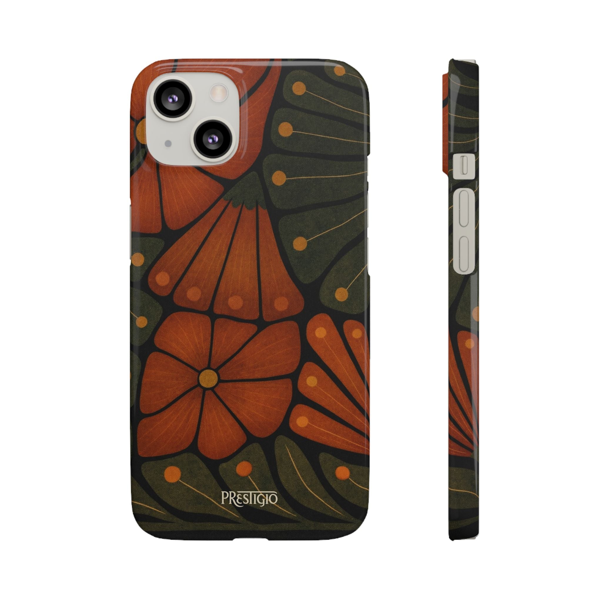 Floral Retro — Orange & Olive Vintage Bloom Snap Case