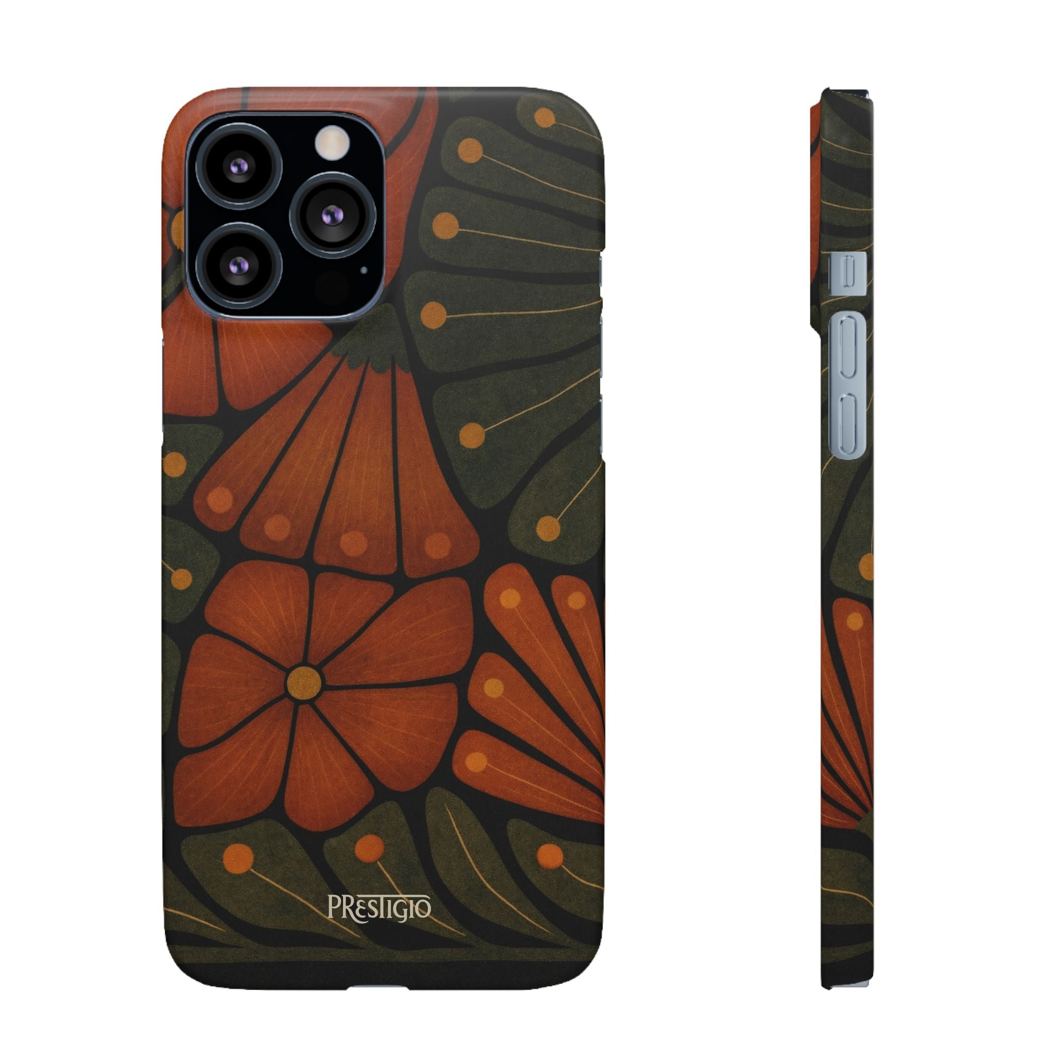 Floral Retro — Orange & Olive Vintage Bloom Snap Case