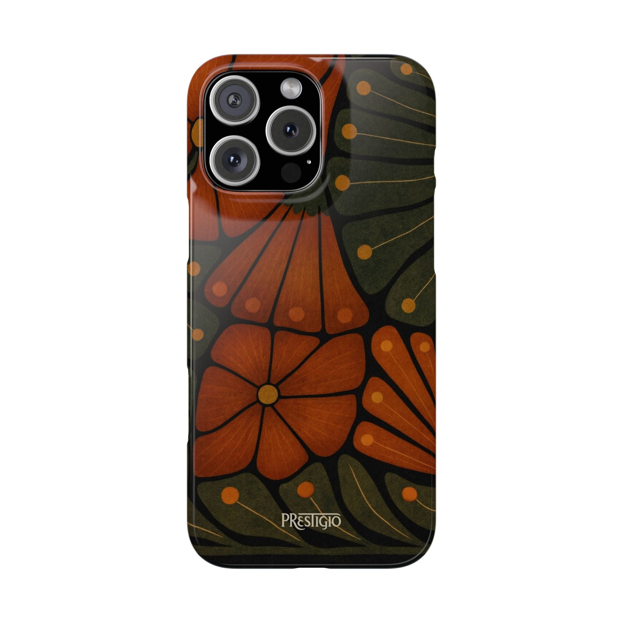 Floral Retro — Orange & Olive Vintage Bloom Snap Case