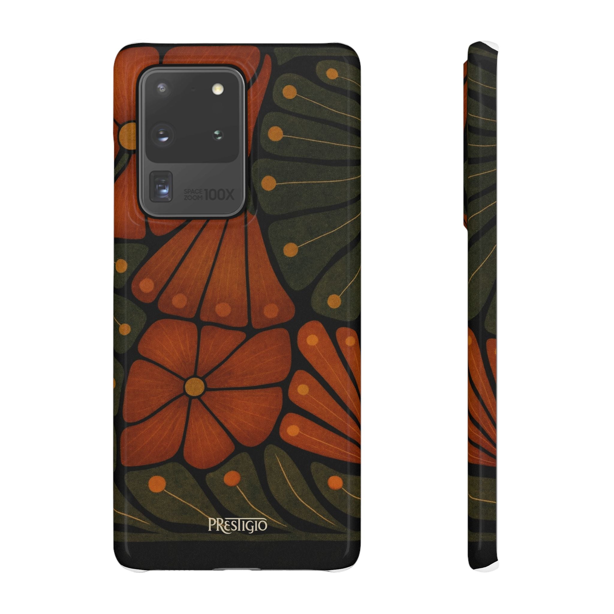 Floral Retro — Orange & Olive Vintage Bloom Snap Case