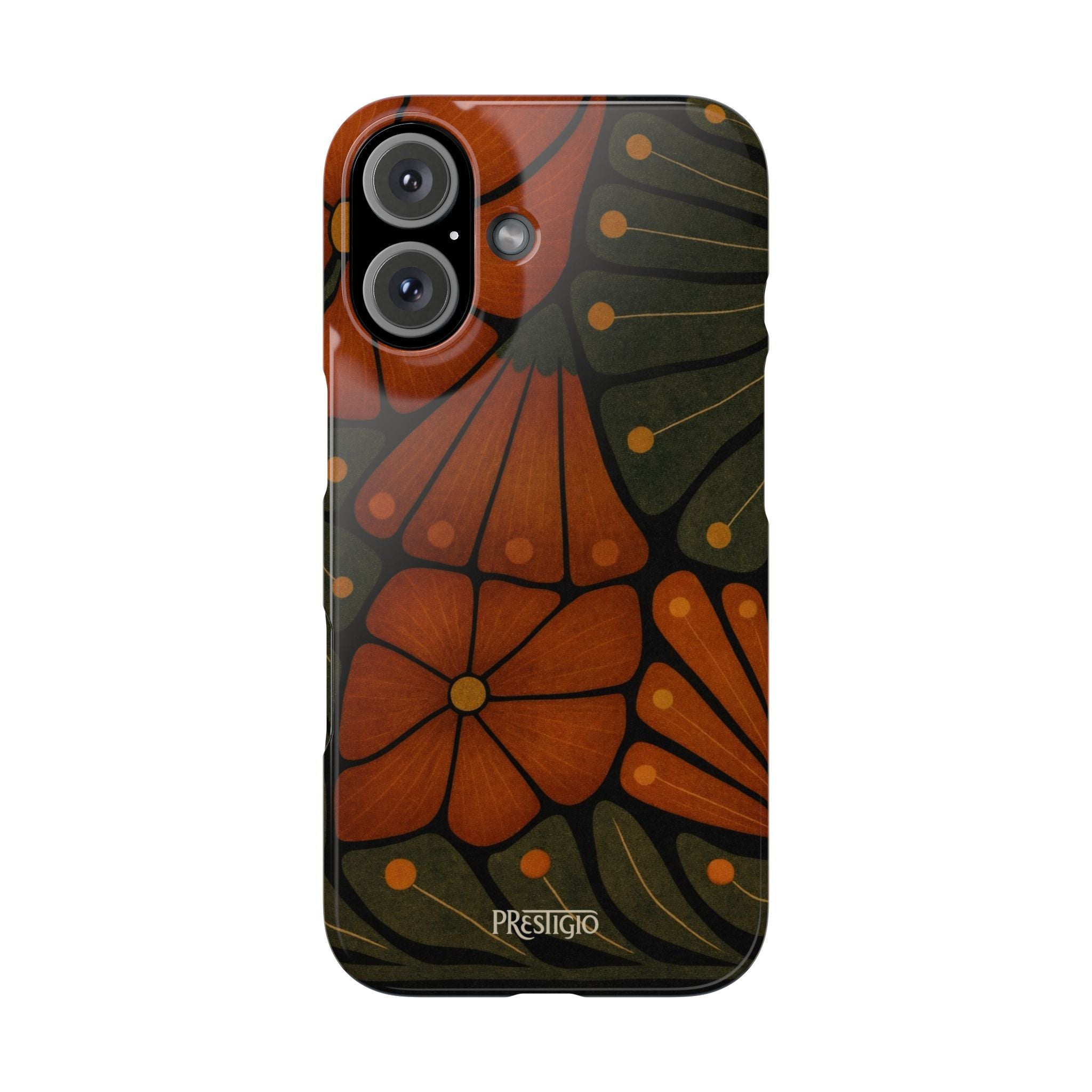 Floral Retro — Orange & Olive Vintage Bloom Snap Case