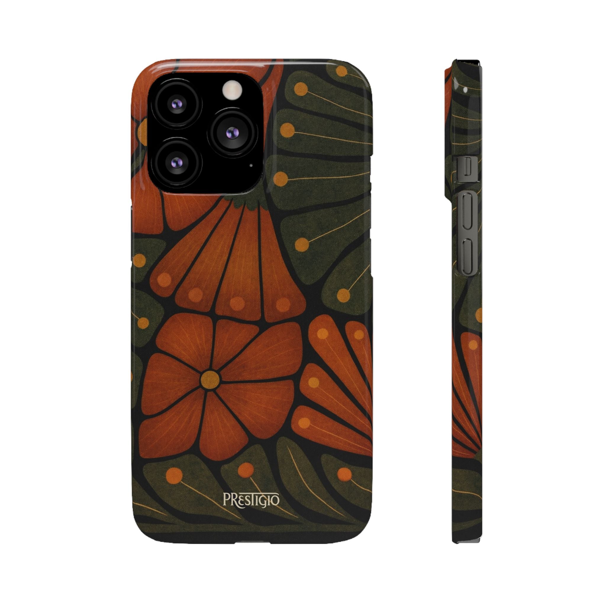 Floral Retro — Orange & Olive Vintage Bloom Snap Case