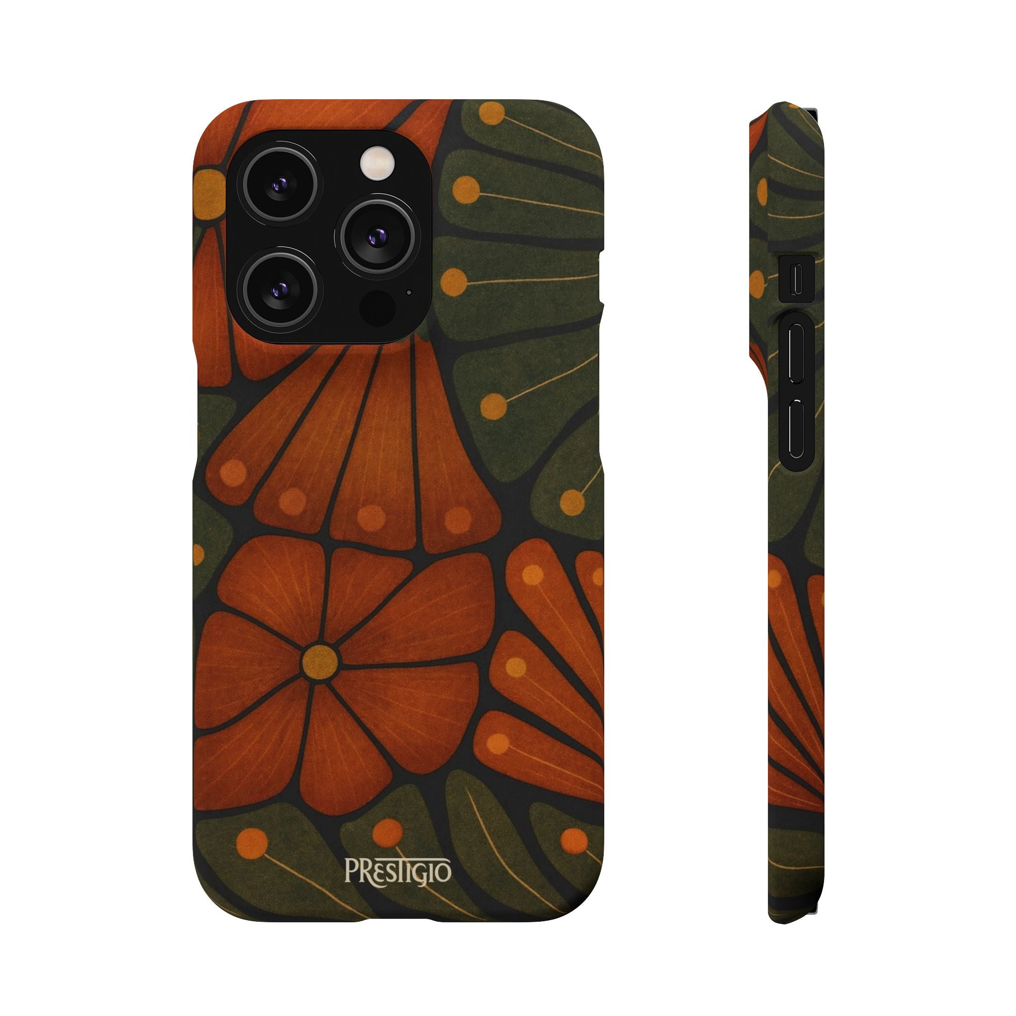 Floral Retro — Orange & Olive Vintage Bloom Snap Case