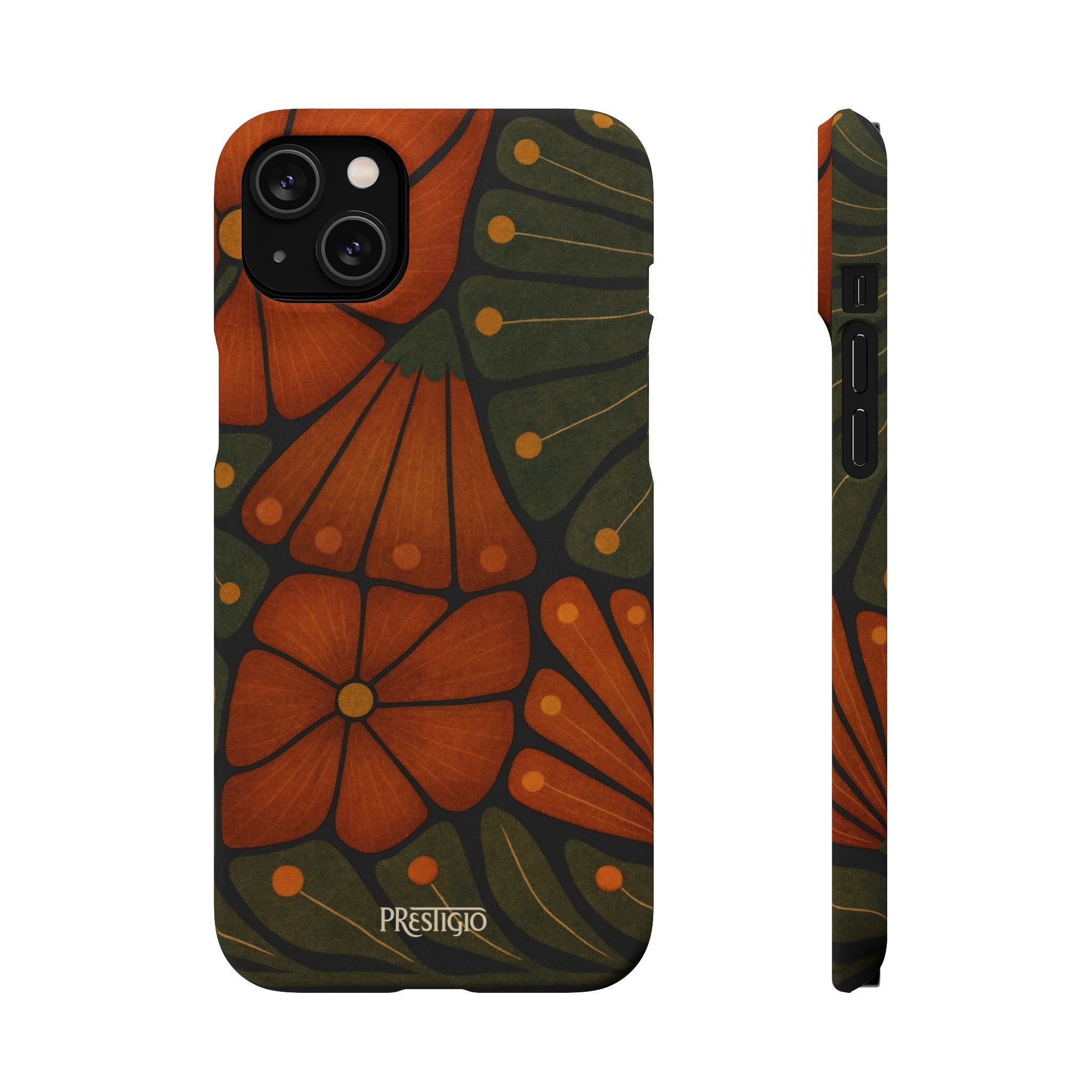 Floral Retro — Orange & Olive Vintage Bloom Snap Case