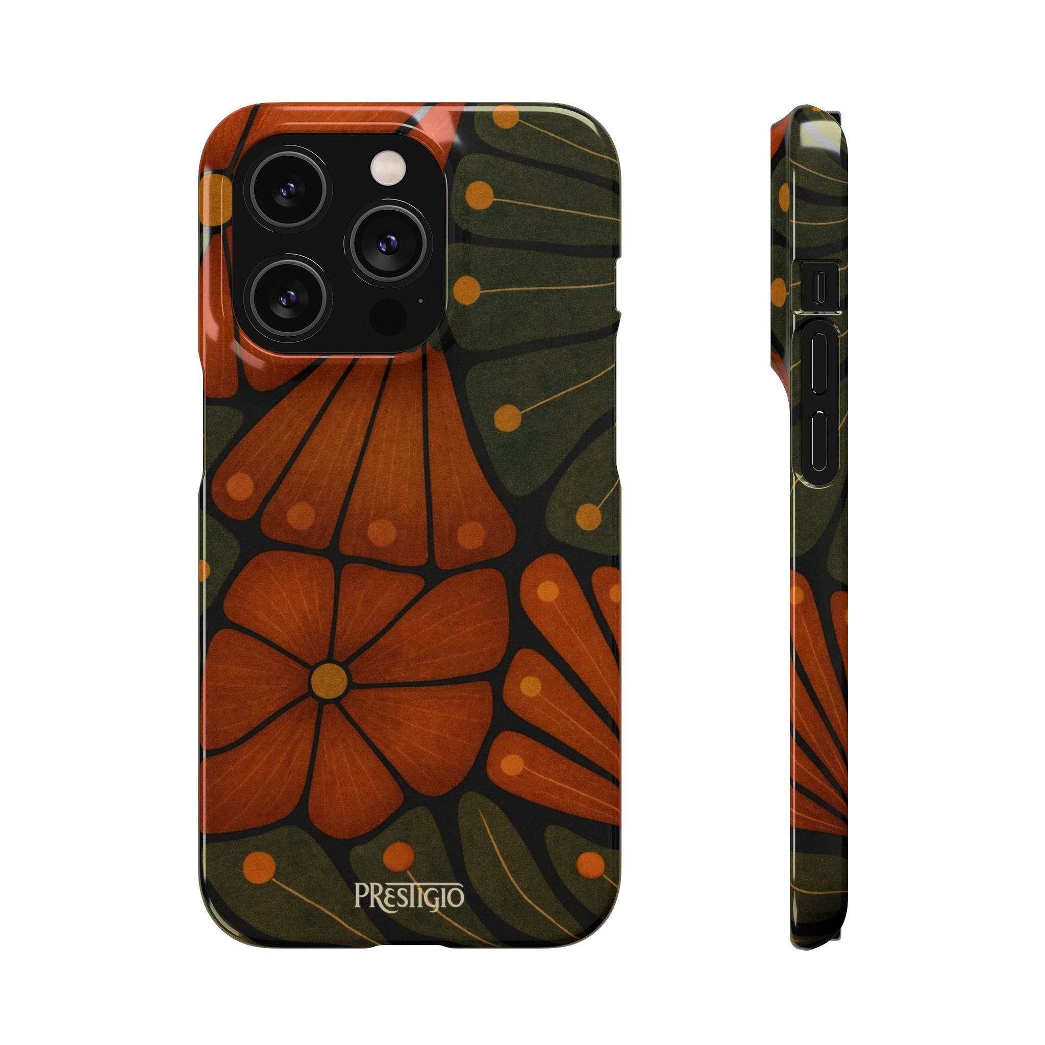 Floral Retro — Orange & Olive Vintage Bloom Snap Case