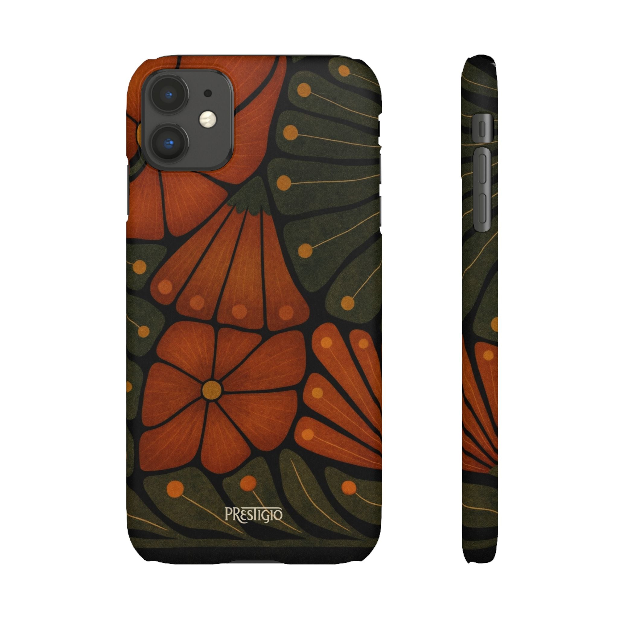 Floral Retro — Orange & Olive Vintage Bloom Snap Case
