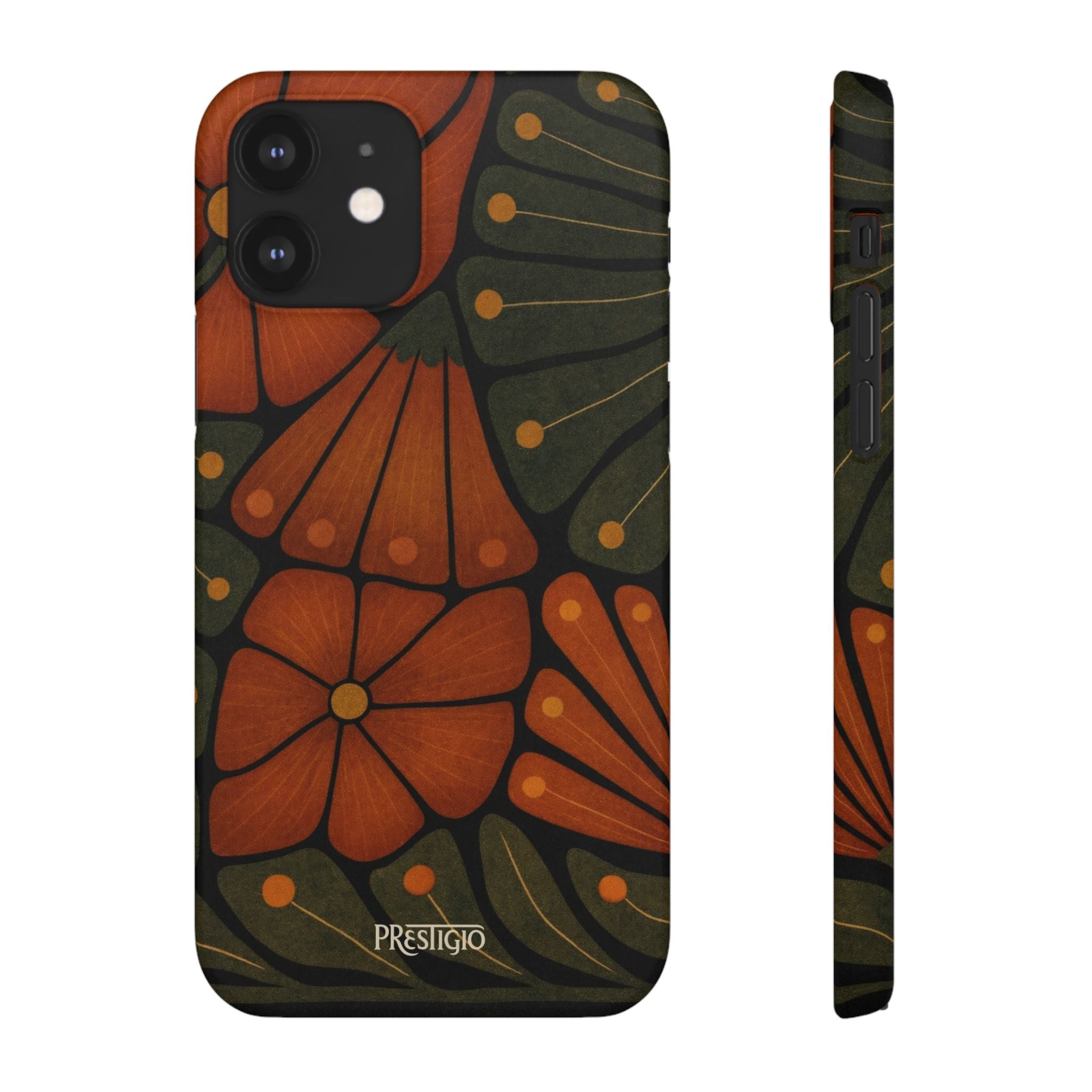 Floral Retro — Orange & Olive Vintage Bloom Snap Case