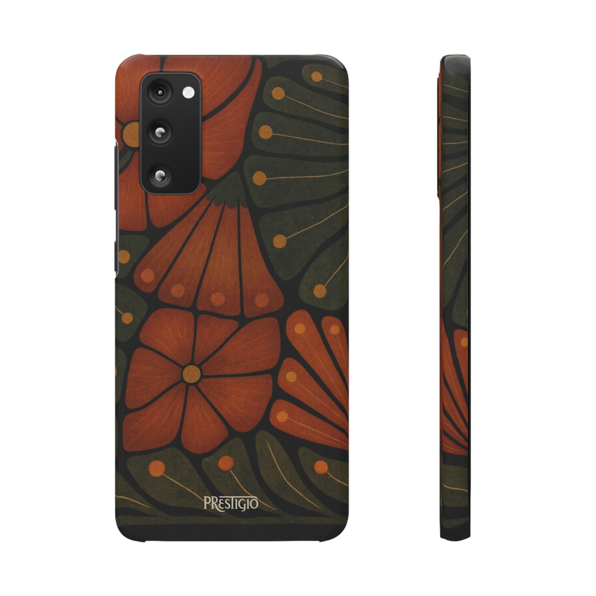 Floral Retro — Orange & Olive Vintage Bloom Snap Case