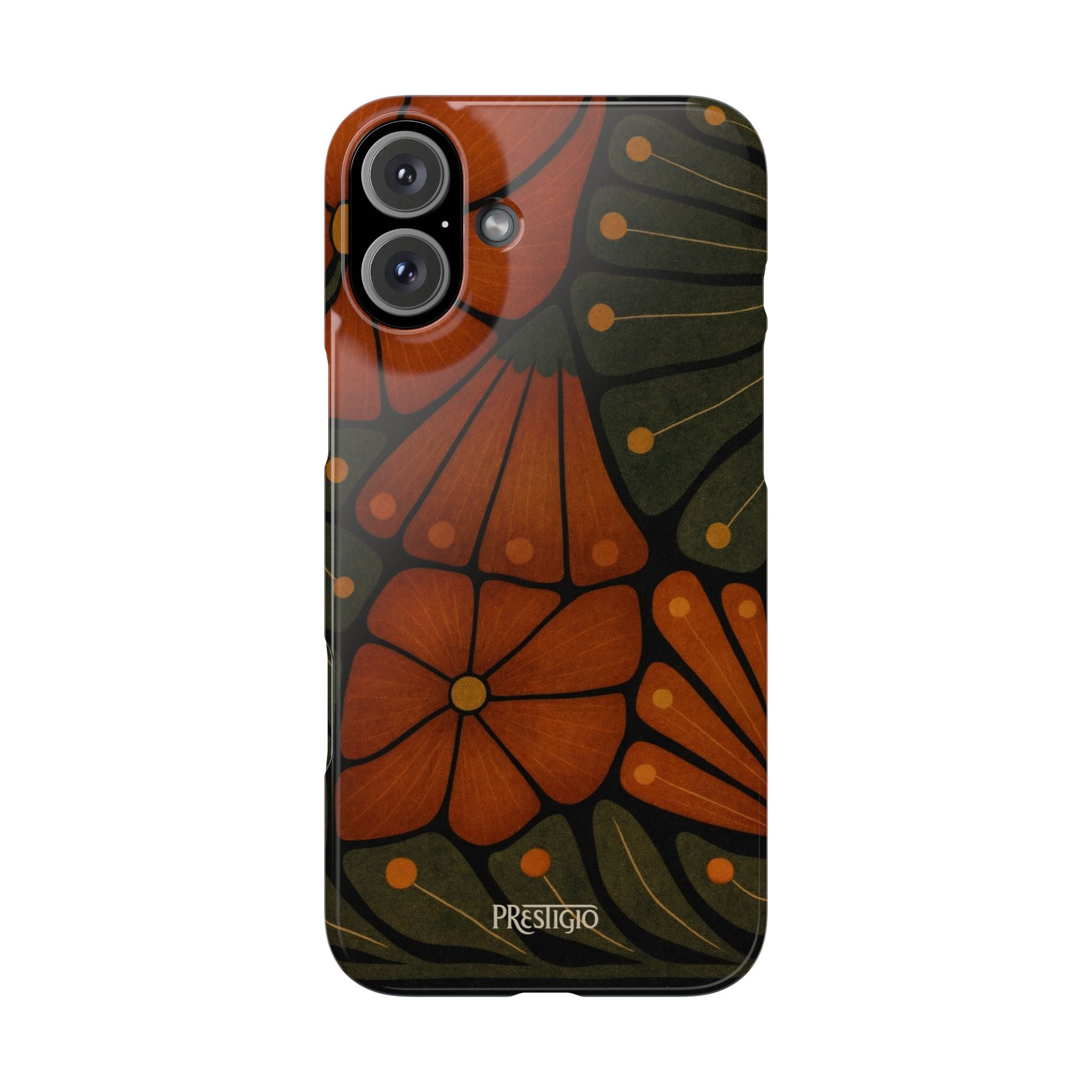 Floral Retro — Orange & Olive Vintage Bloom Snap Case