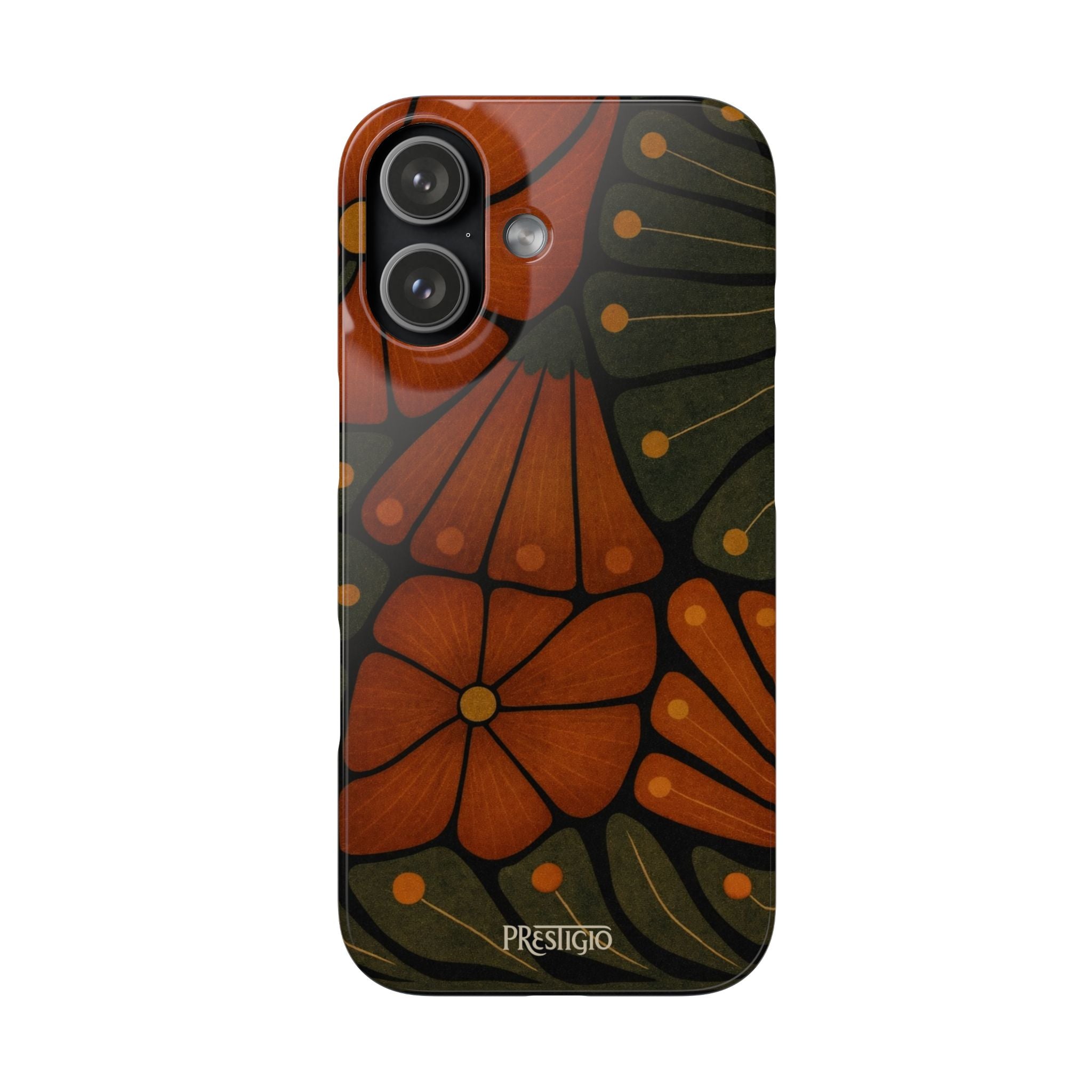 Floral Retro — Orange & Olive Vintage Bloom Snap Case