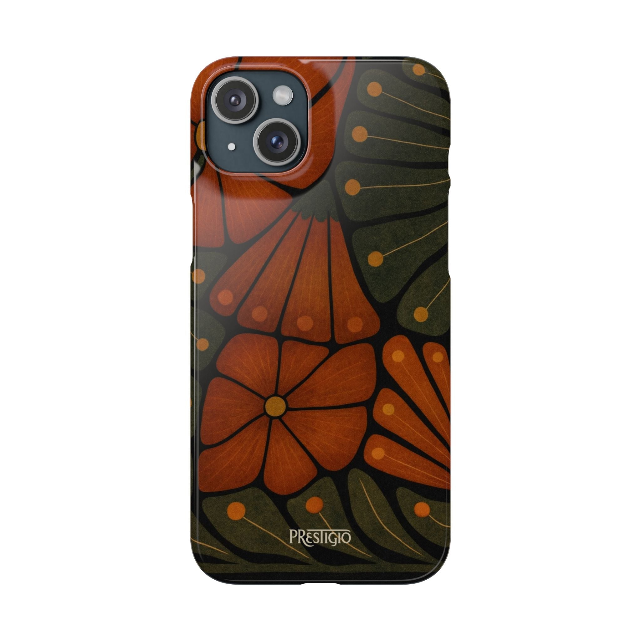 Floral Retro — Orange & Olive Vintage Bloom Snap Case
