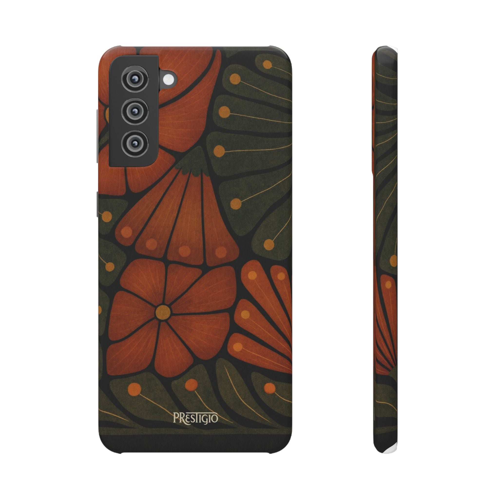 Floral Retro — Orange & Olive Vintage Bloom Snap Case
