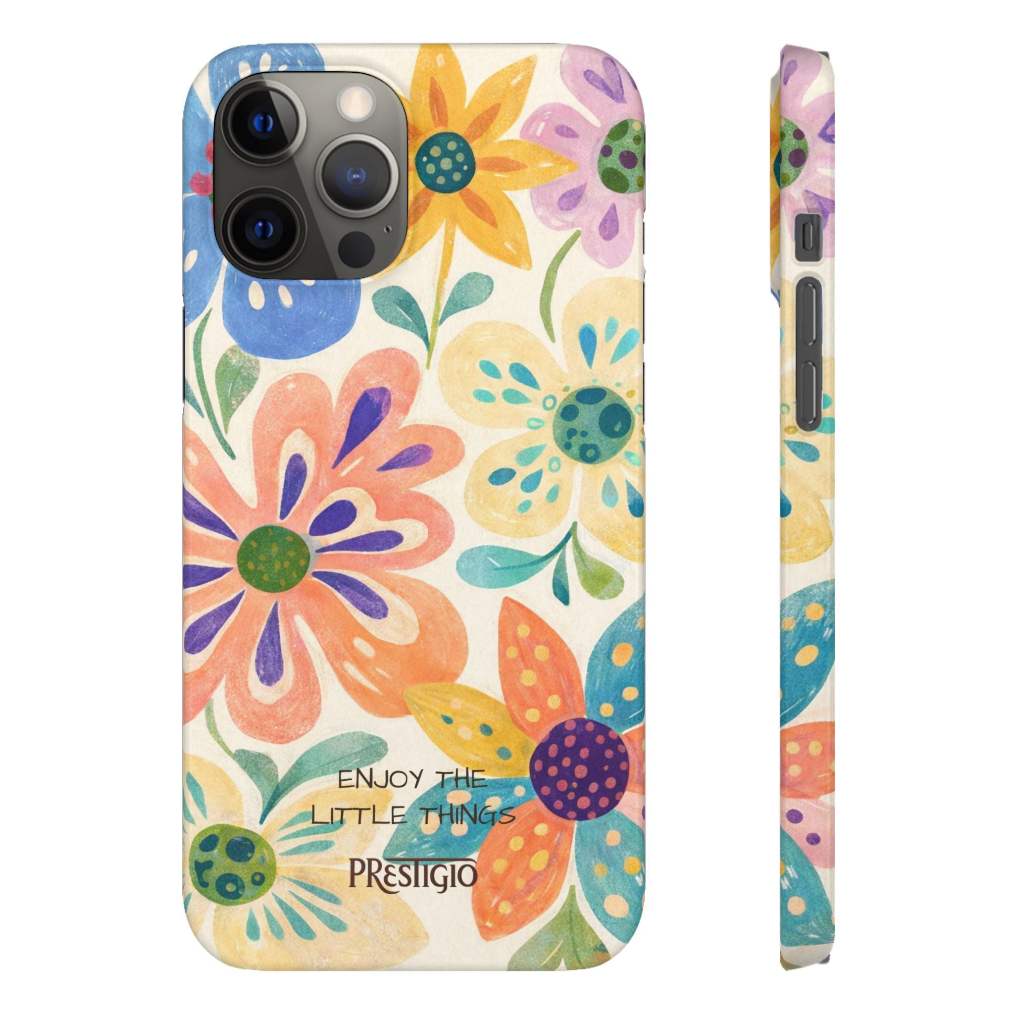 Floral Snap Case — "Enjoy the Little Things" Colorful Watercolor Flowers