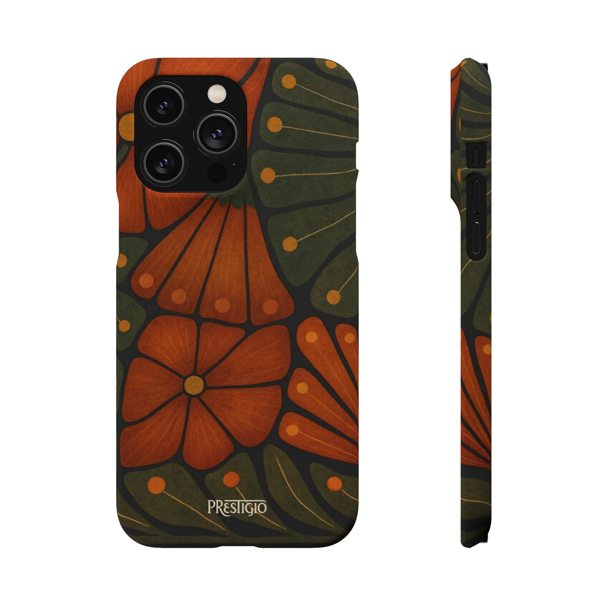 Floral Retro — Orange & Olive Vintage Bloom Snap Case